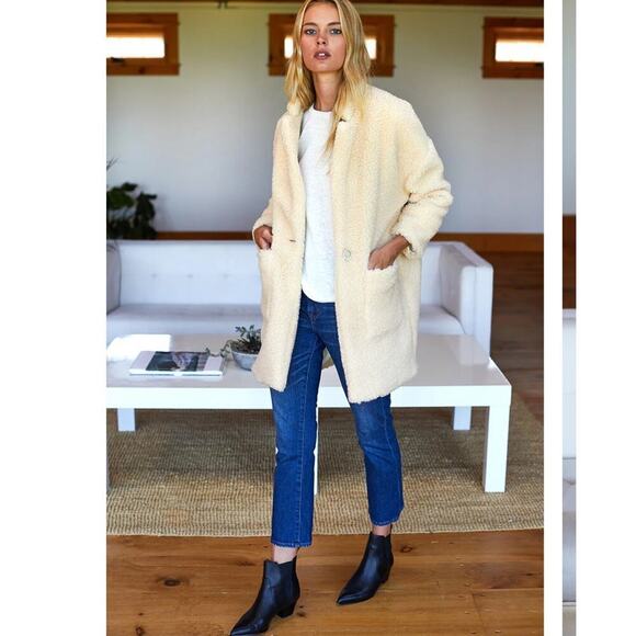 Emerson Fry Teddy Bear Coat In Ivory Size Large Oversized Fit - Picture 8 of 14